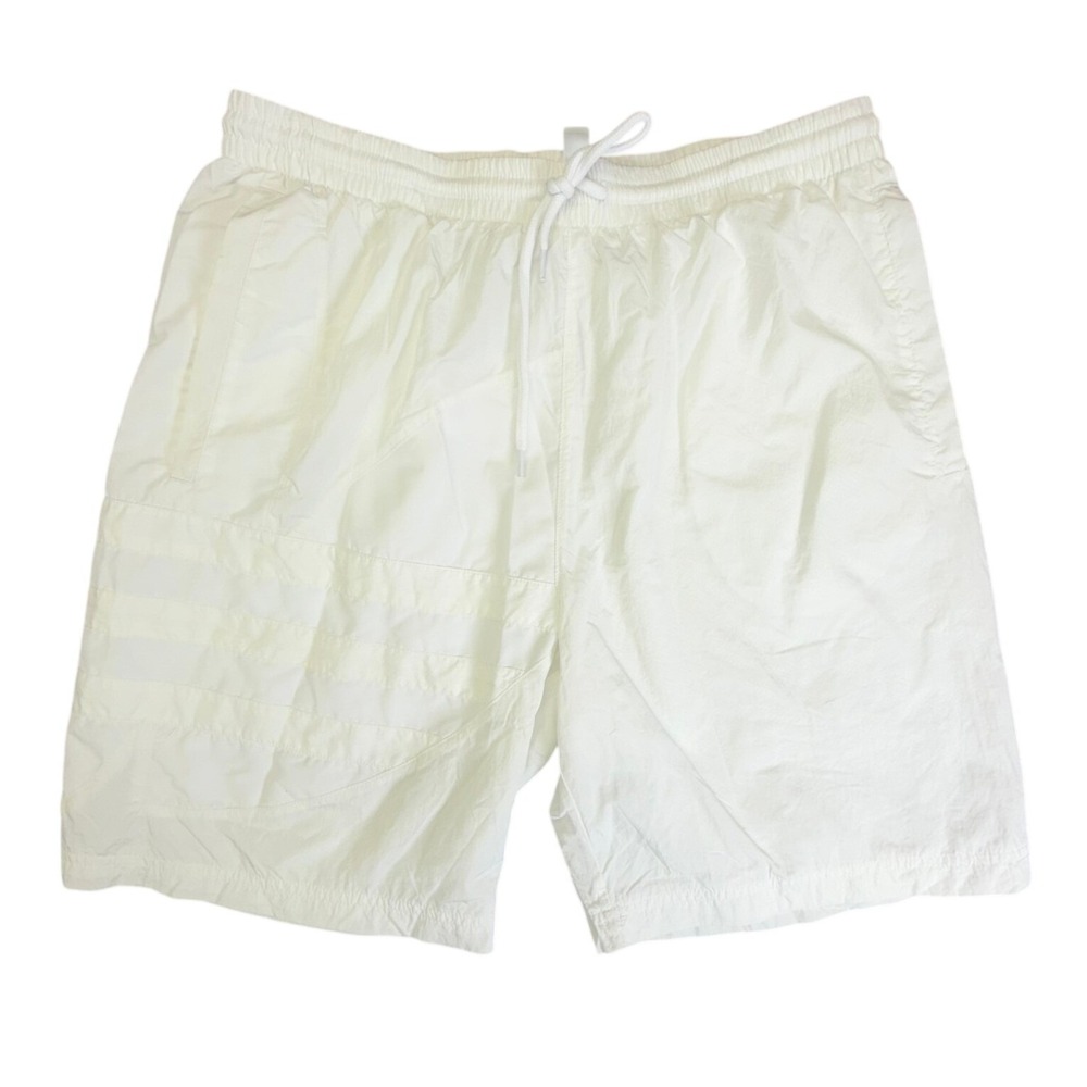 Adidas Swim Shorts Mens Medium White Asymmetric 3 Stripe FN0001